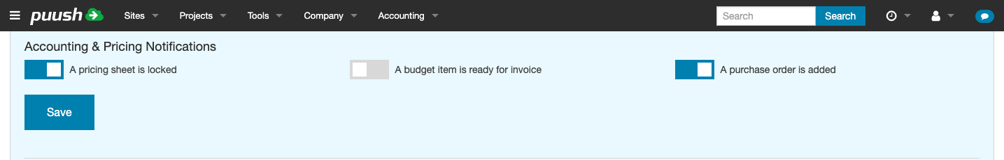 Accounting notifications