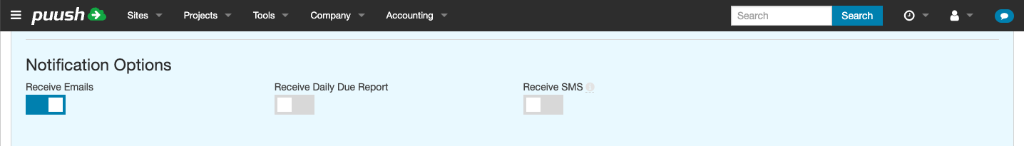 Notification options