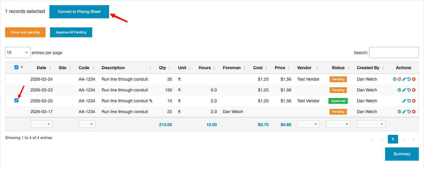 Select records for conversion